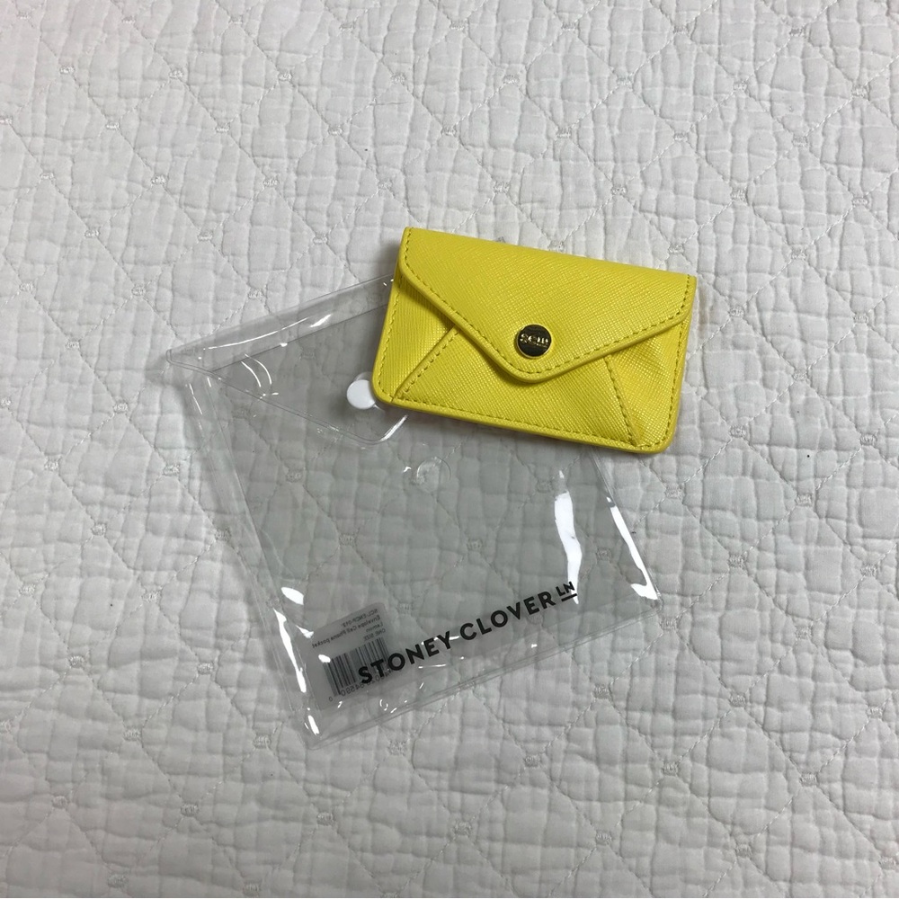 Stoney Clover Lane Classic Cell Phone Envelope Pocket Yellow Vegan Leather New